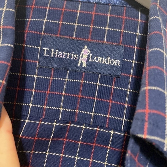 T.Harris London blue and red checkered long sleeve button up | Size large - Picture 5 of 12